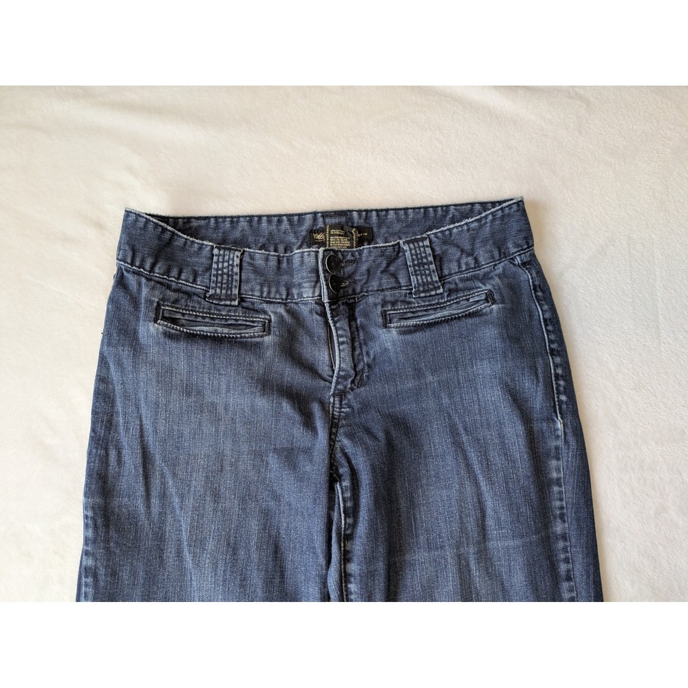 Mossimo Premium Denim Jeans Womens 10 Blue Flare Wide Leg Trouser Mid Rise Y2K - Picture 6 of 10